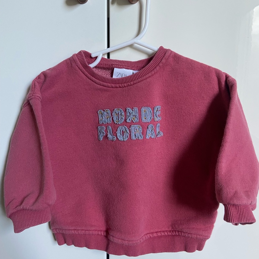 Zara “Monde Floral” Kids Pink Sweatshirt
